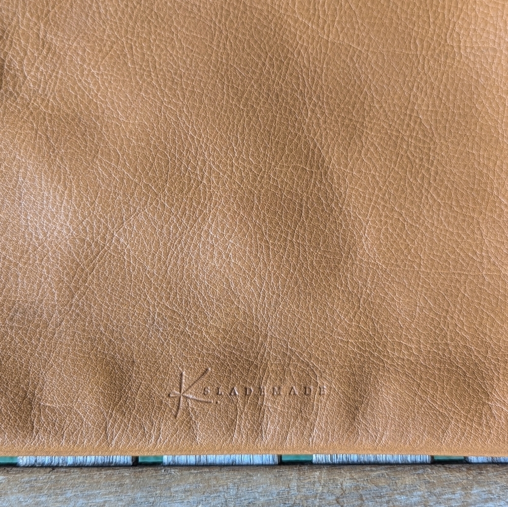 K. Slade Made Tan Leather Tassel Clutch 12" x 9" - Picture 4 of 6